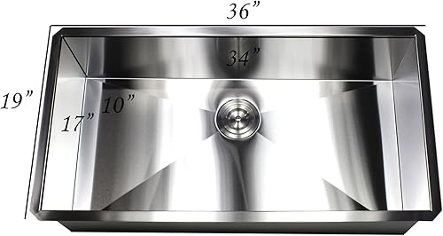 Miniatura 7 de Kingsman ARL-F3619 - Fregadero de cocina de acero inoxidable de 36 pulgadas con diseño de radio cero de calibre 16, paquete prémium