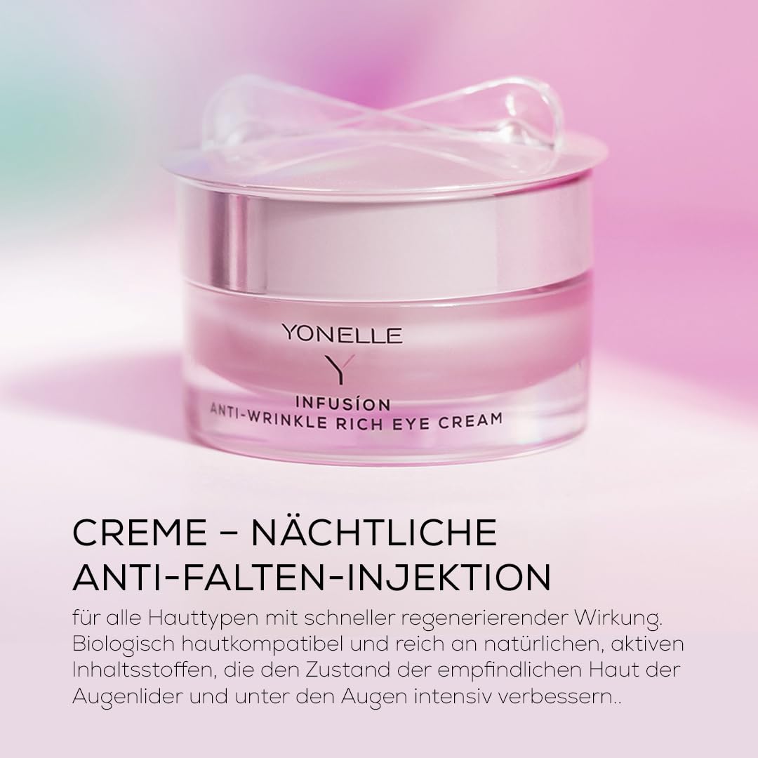YONELLE Augencreme für die Nacht mit Retinol in NANODISC™ - Gesichtspflege - Gesichtscreme Damen - Eye Cream mit Peptiden - Anti Falten Creme - Nachtcreme 15ml
