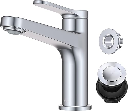 KRAUS Indy KBF-1411CH - Grifo de lavabo de baño de una sola manija y un agujero en cromo, KBF-14