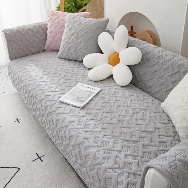 Housse de canapé en peluche anti-rayures lavable et antidérapante