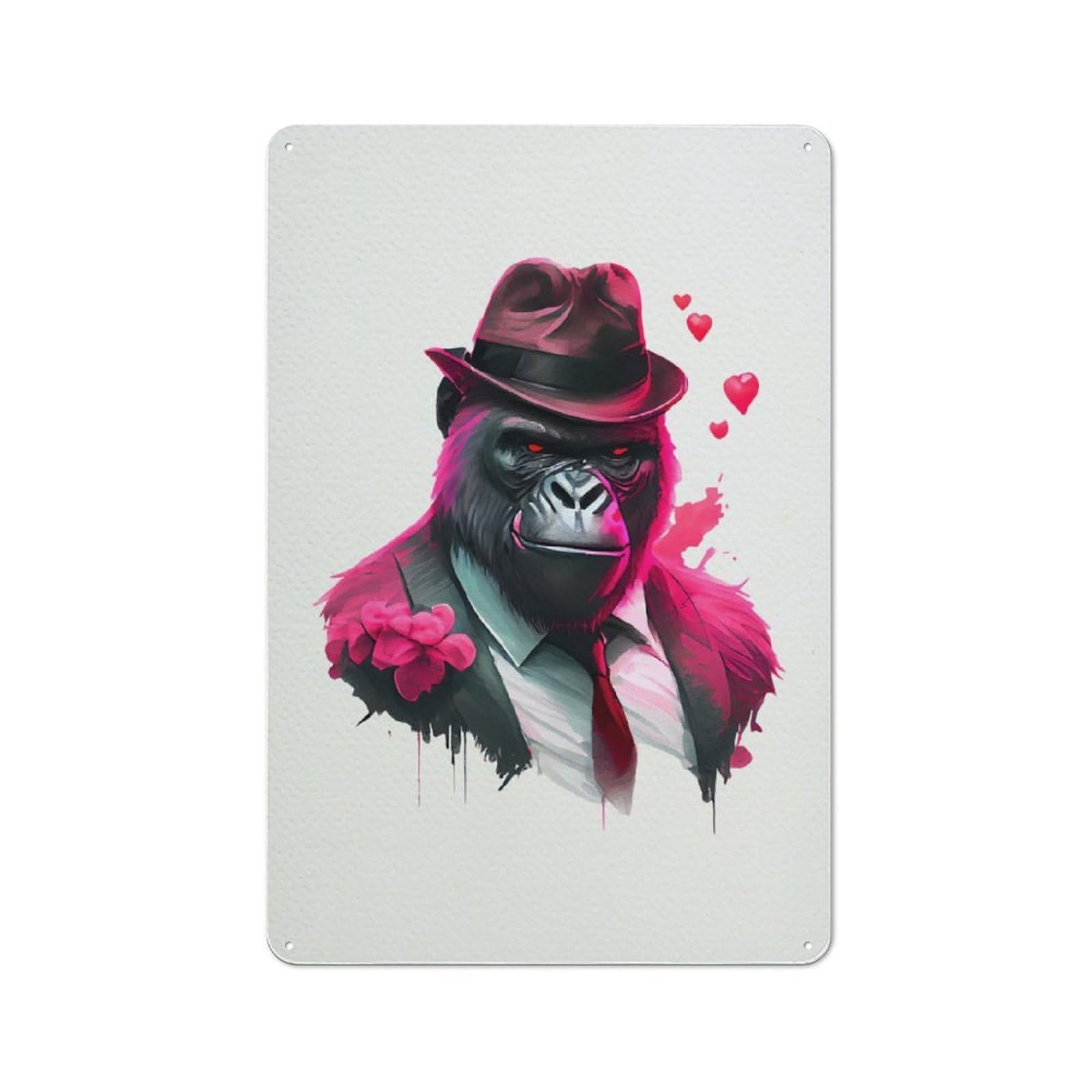 Junmoney Gangster Gorilla Funny Tin Wall Plaque 30X20cm With For Pub Or Café, For Collectors Of Retro Metal Wall Decor