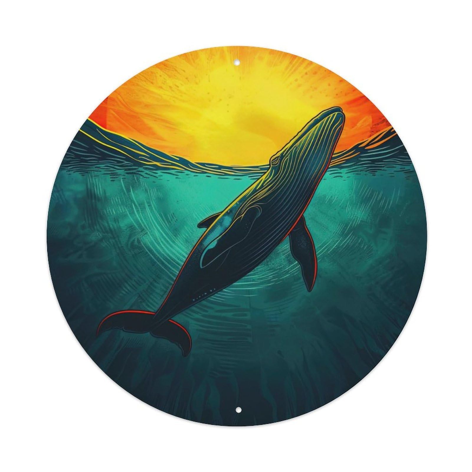 Marine Animal Huge Humpback Whale Vintage Metal Tin Sign Plaque Wall Decor for Cafe, Club Bar, Office, Garden Metal Poster 8x8Inch