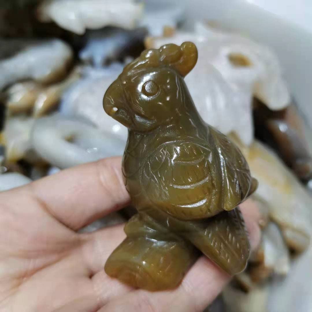 65mm naturalny agat papugi figurki kamień rzemiosła posągi ptaków wystrój