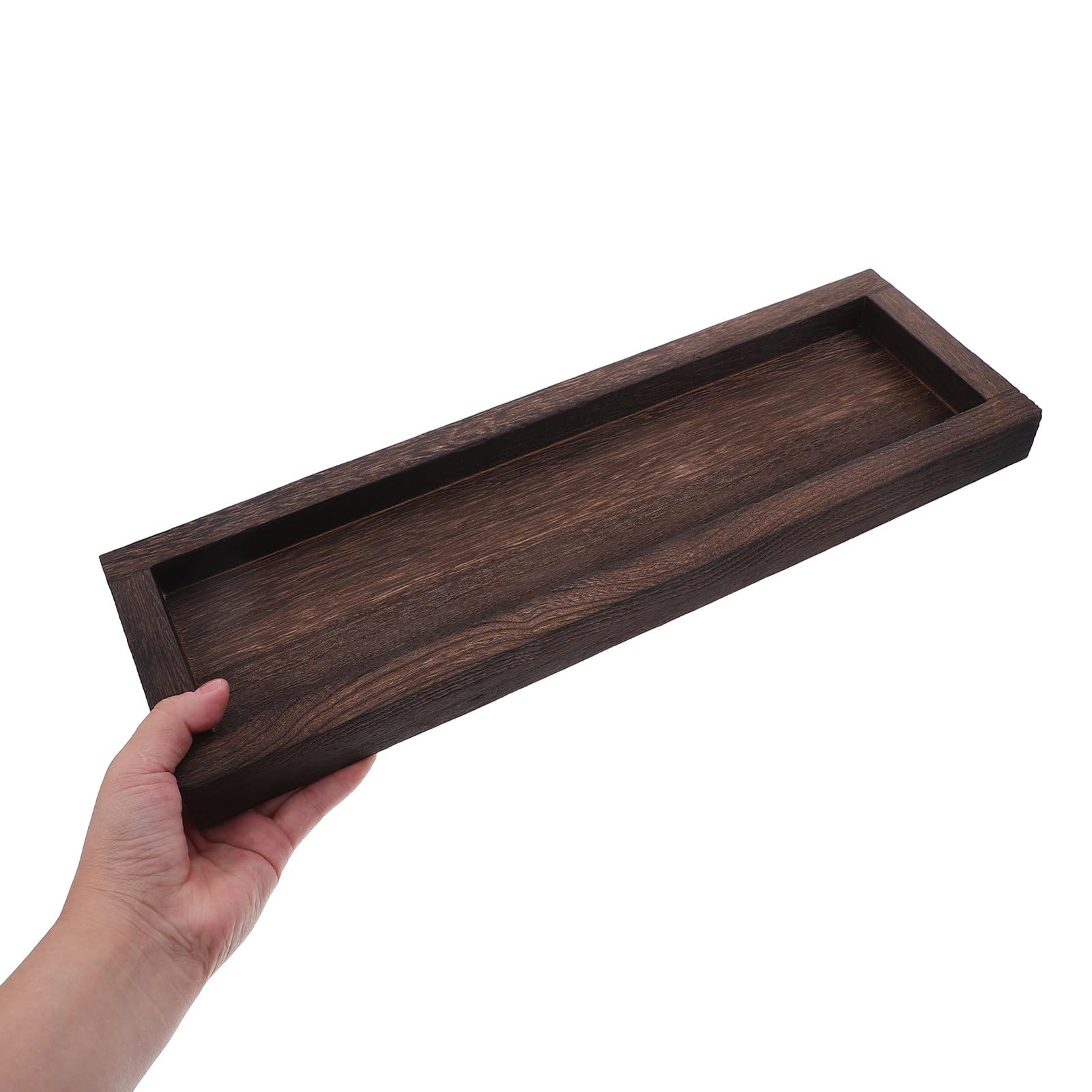 Bandeja Decorativa de Madera para Velas, Rectangular, Café | Acabado Rústico y Estilo Farmhouse, Base Estable, para Encimera de Cocina y Centros de Mesa