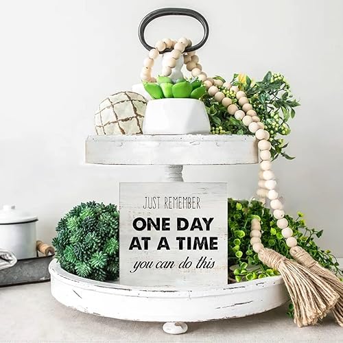 Miniatura 5 de Cartel rústico de madera con texto en inglés "One Day at a Time", inspirador motivacional, caja de madera motivacional para casa de campo, oficina,