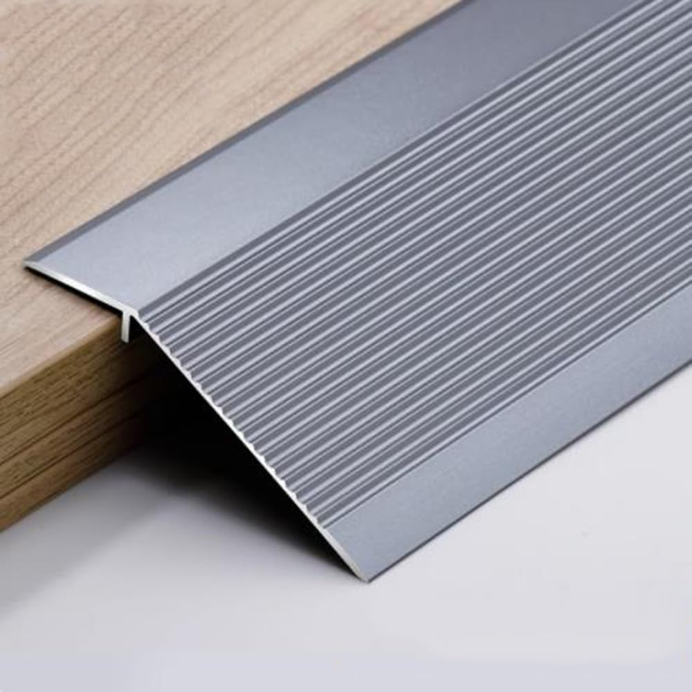 Psmpengamz Gray Carpet Floor Transition Strip 4In Wide, Threshold Reducer For Doorway, Ramp Tiles Laminate Planks Floors Cover Strips, Uneven Floor Edging Trim Strip(,150Cm)