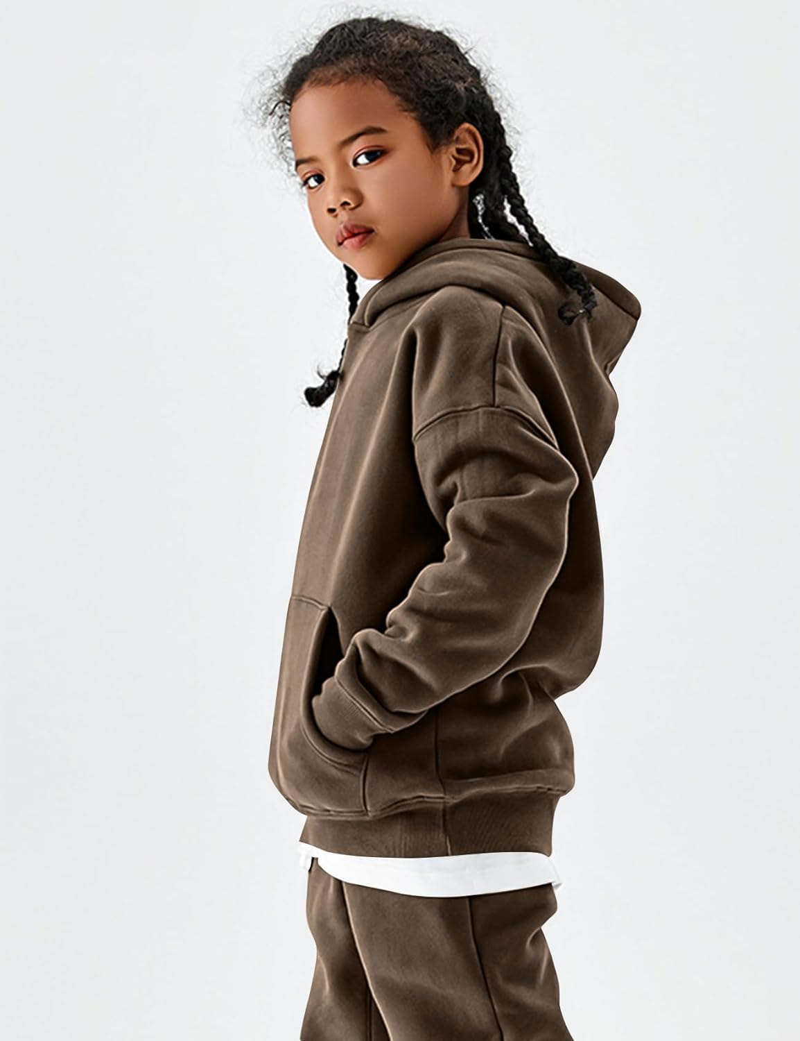 COZYPOIN Unisex Kids Fleece 2 Piece Outfits Girls Boys Hooded Sweatshirt and Jogger Sweatpants Sweatsuit Set for 5-14Y - Image 3