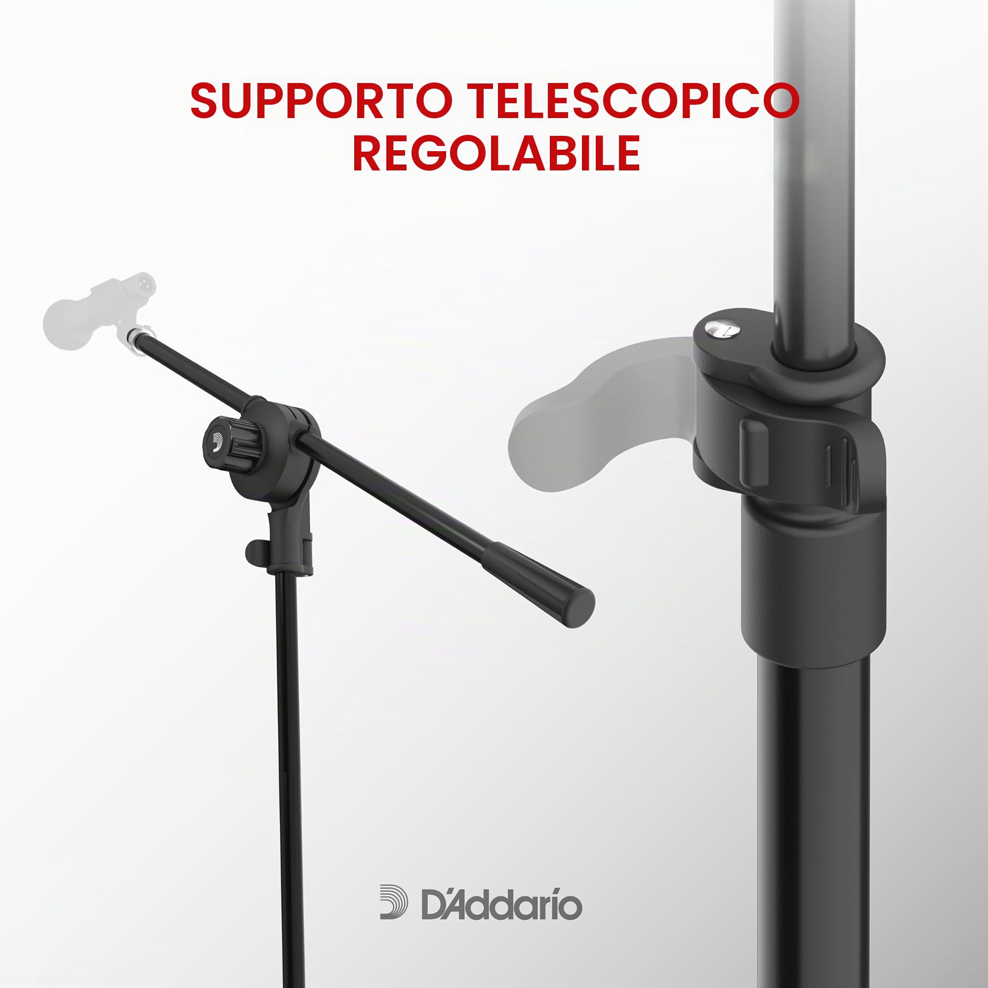Asta microfonica per pedaliera D'Addario XPND - Accessori per pedaliere per chitarra - Compatibile con la pedaliera XPND 2 e la maggior parte delle pedaliere a doppio binario