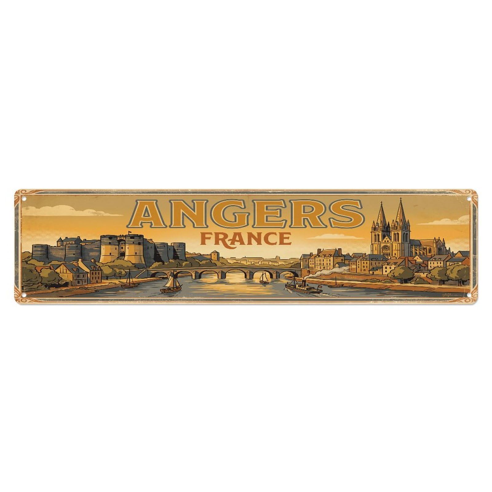 Tgrcjimh Style Metal Tin Sign Retro Travel France Angers