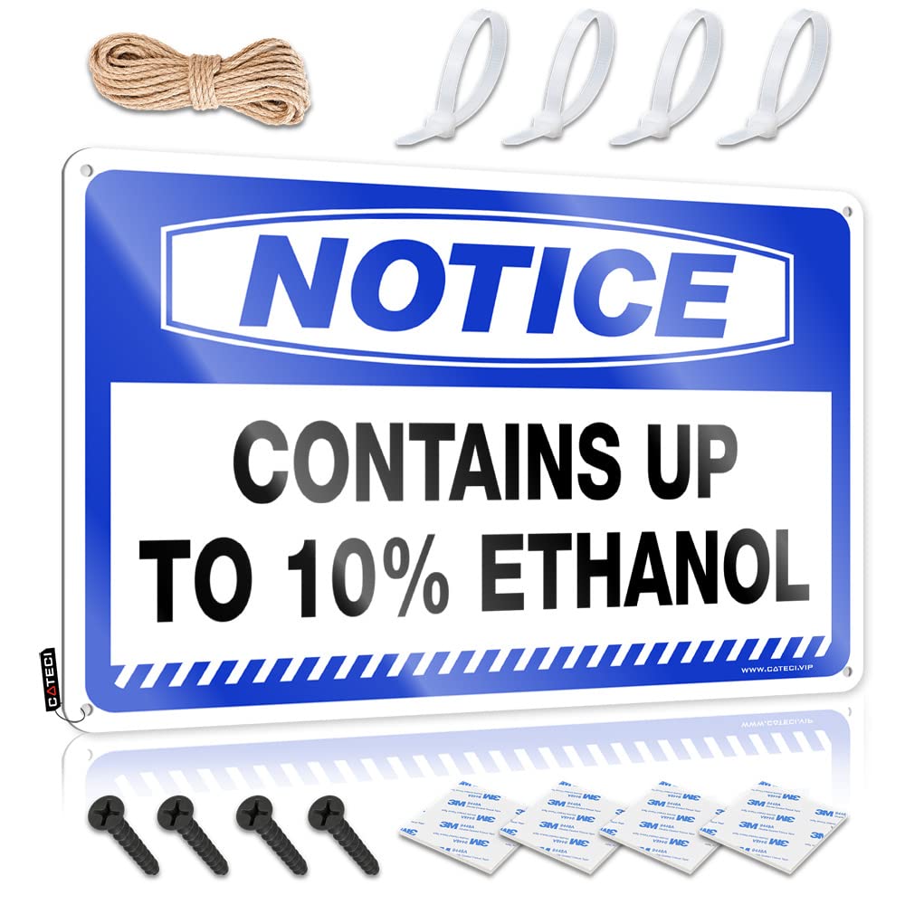 STWNVOITV Tin Bar Signs Notice Contains Up To 10% Ethanol Tin Sign Vintage Decor Tin Signs Warning(30X40CM)
