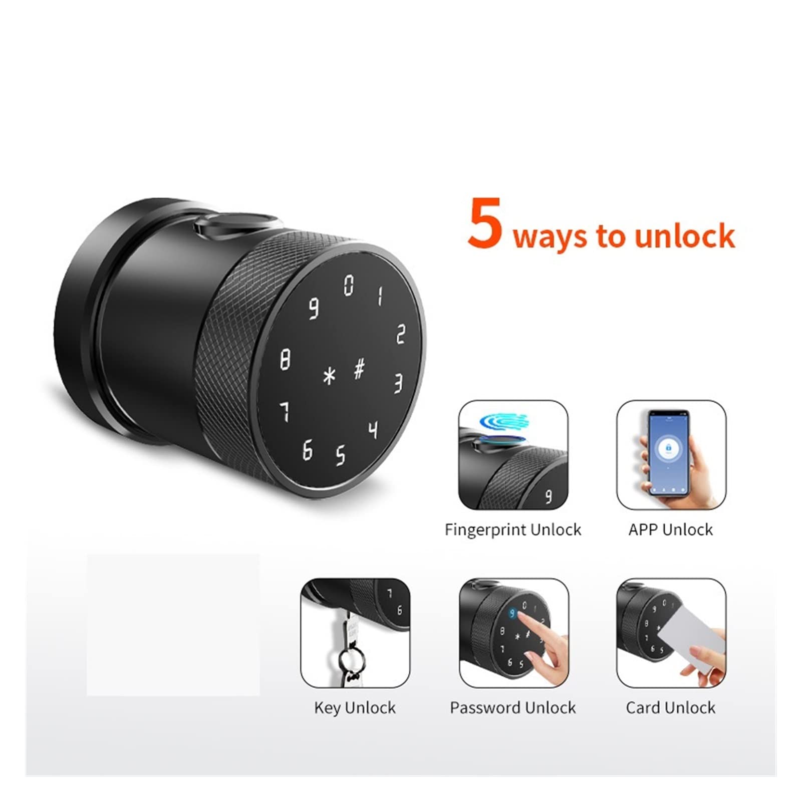 Inteligentny zamek do drzwi, Smart Lock Fingerprint Drzwi Klawiatura Cyfrowa Card Gałka zamienne do domu/Office Hotel majsterkowanie Zamek od drzwi(B)