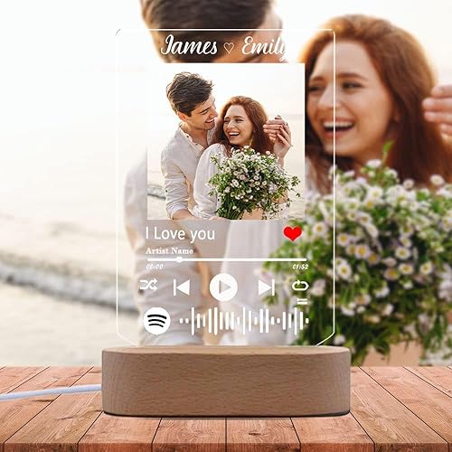 Miniatura 7 de Placa de Spotify personalizada, canción favorita personalizada con álbum de fotos, placa de música acrílica personalizada, regalos para novio,