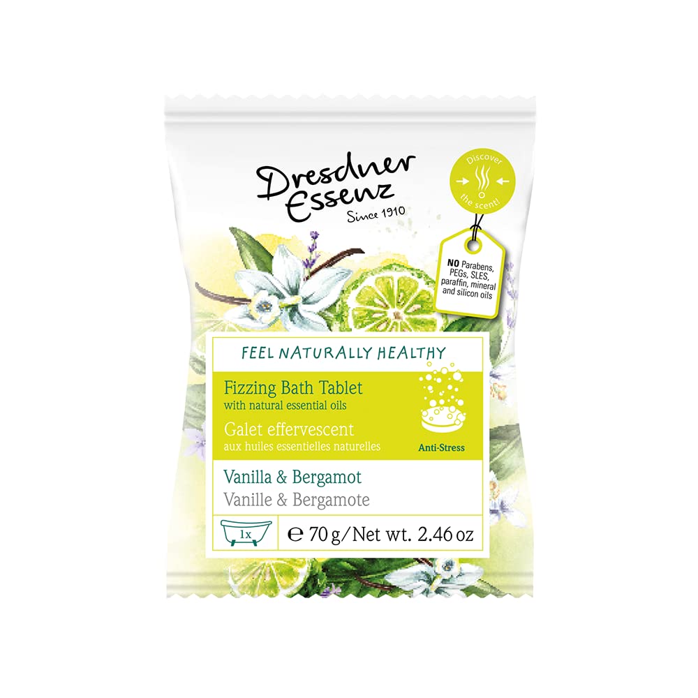Dresdner Essenz - Anti-Stress FIZZING Bath Tablet (Vanilla-Bergamot) | German Favorites