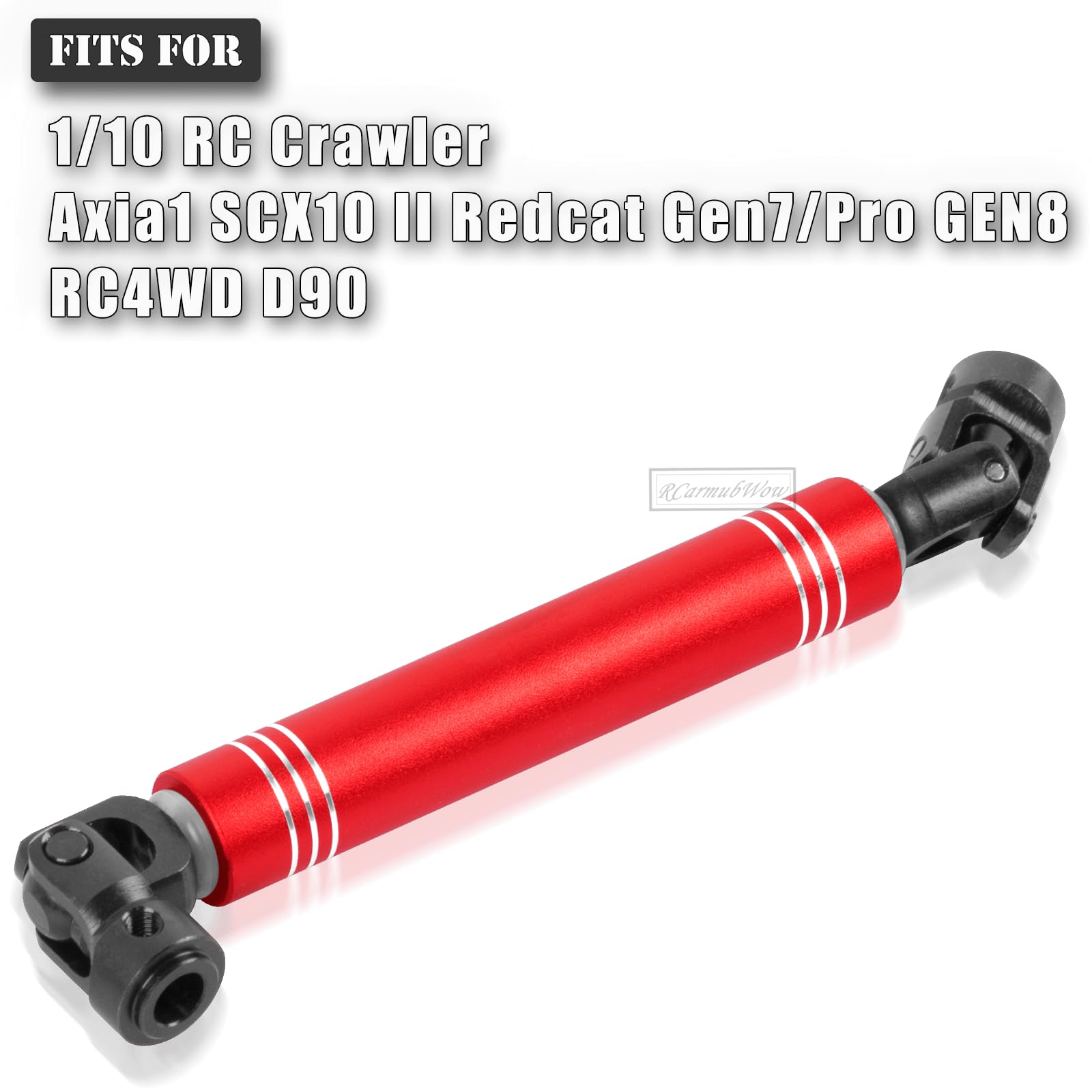 RcarmubWow RC Universal Driveshafts 113-137MM Axles Upgrades Part for 1/10 RC Crawler Axia1 SCX10 II Redcat Gen7/Pro GEN8 RC4WD D90,Harden Steel w/Alloy Aluminium Universal CVD 2pcs,113MM-137MM,Red