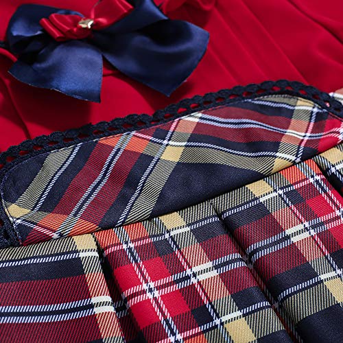 Pettigirl Girl Vintage Winter Red Plaid Christmas Long Sleeve Clothing Toddler Elegant Holiday Party Dress Outfit4