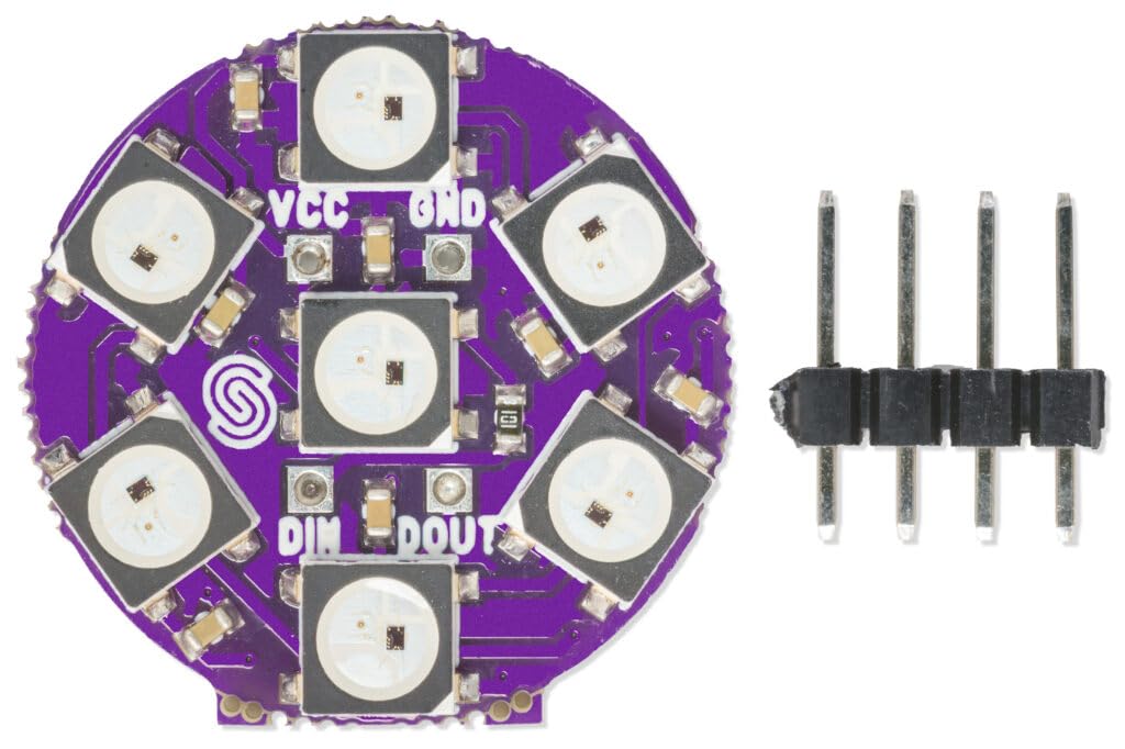 Soldered Smart LED WS2812B - Anello con 7 LED RGB | 5 V | Made in EU | 333055