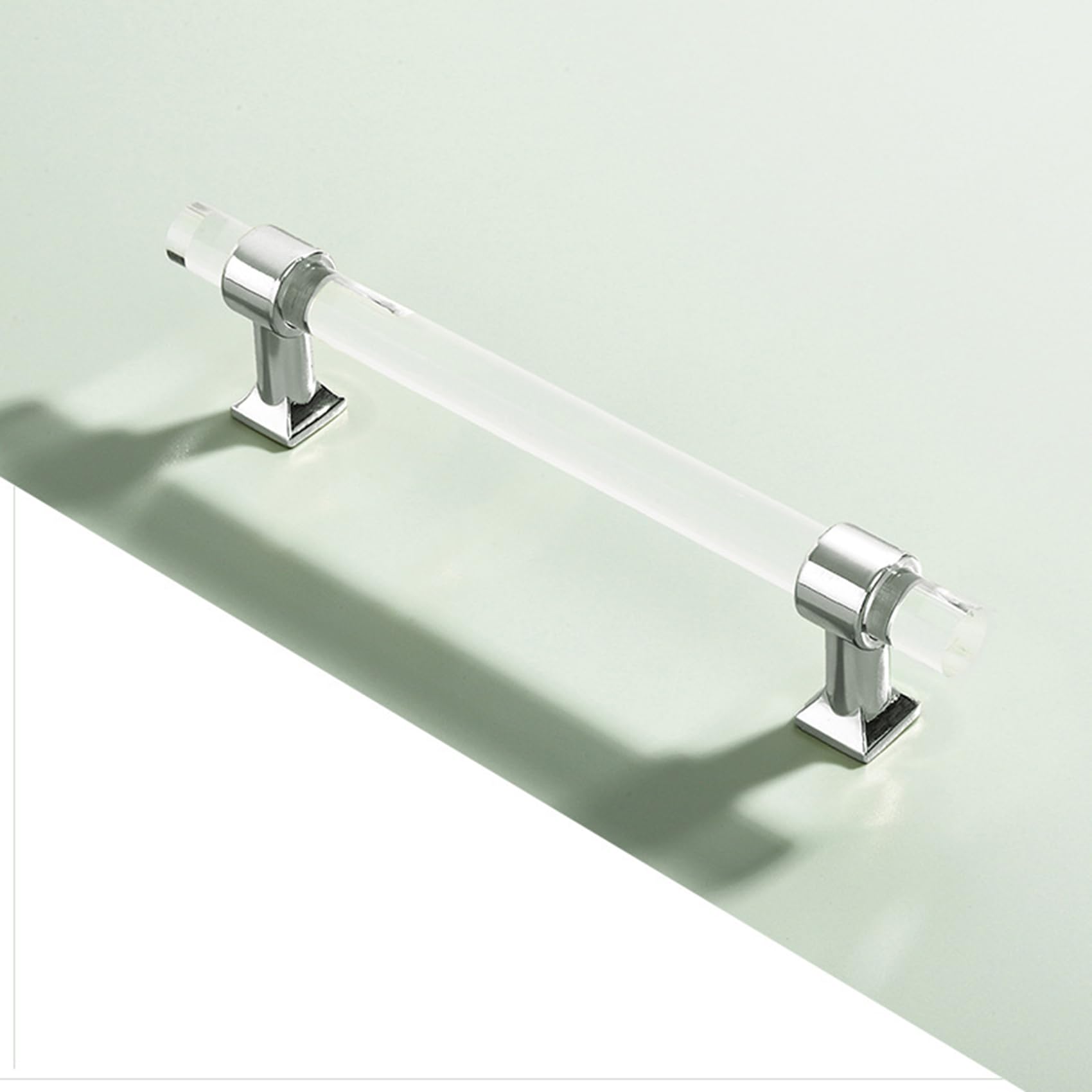 JMCXSM592 2 Packs Cabinet Pulls Transparent Acrylic Handle Cupboard Handles Crystal pulls Drawer Knobs Zinc Alloy,Kitchen Door Levers for Bathroom,Closet,Wardrobe,Dresser (Hole Pitch 96mm,Chrome)
