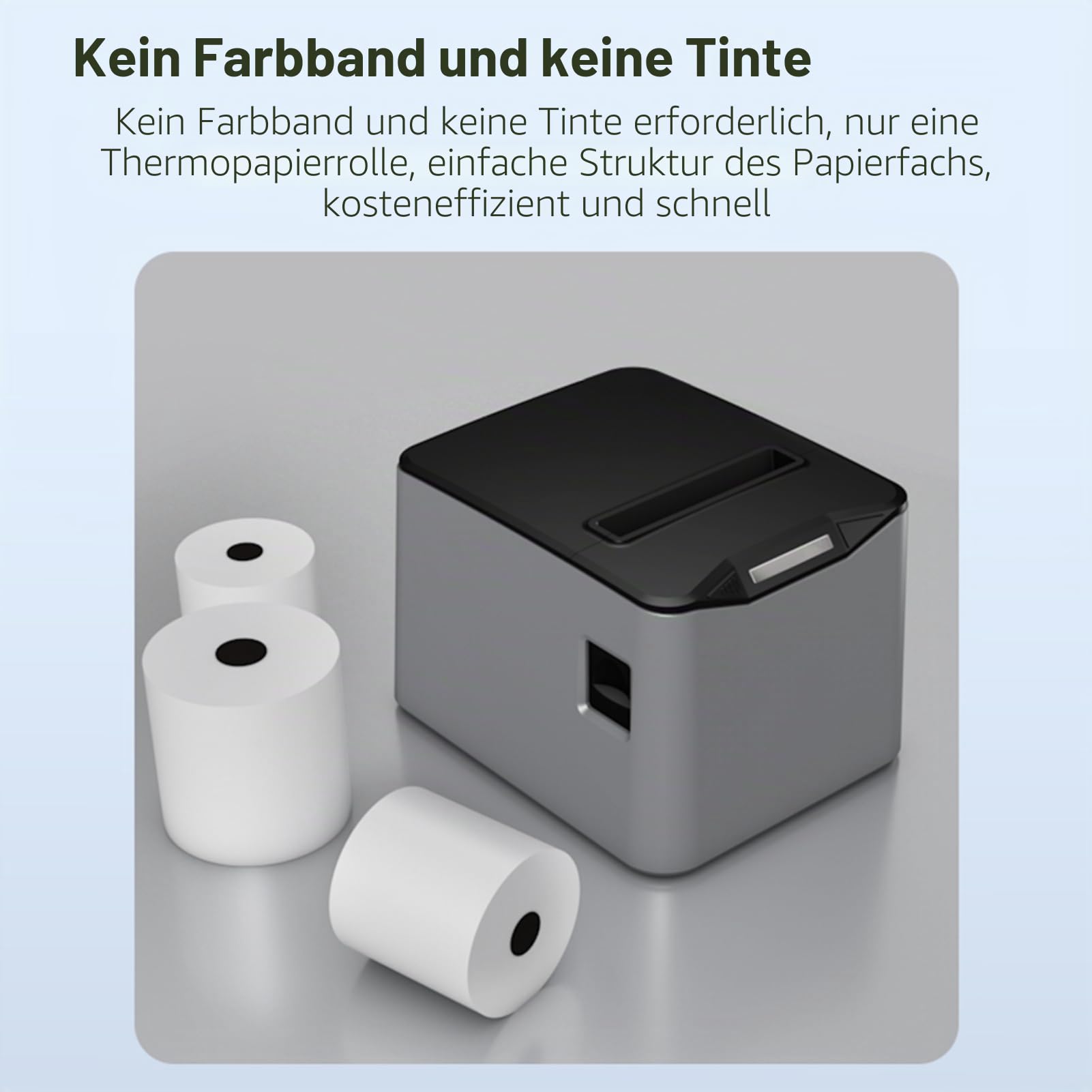 Bisofice Bondrucker 80mm, Belegdrucker Thermodrucker, USB+LAN, 220mm/s Quittungsdrucker mit ESC/POS-Befehl für Restaurants, Supermärkte, Handel