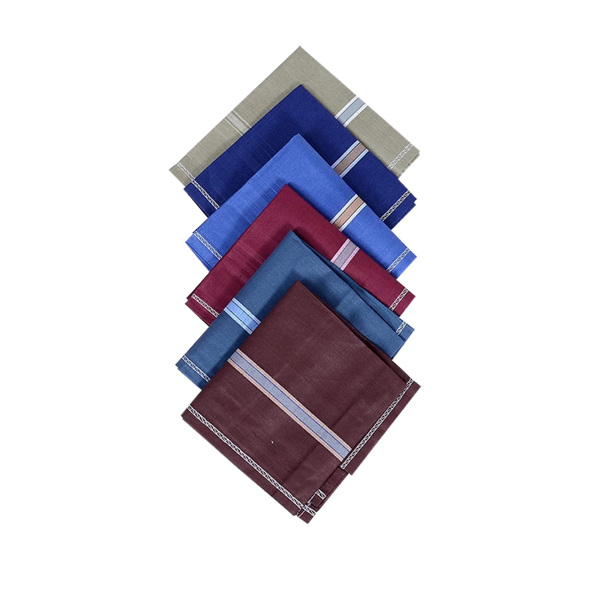 Kuber Industries (Set of 6) Handkerchief | Premium Cotton Men's Handkerchief | Hanky Set for Men | Hand Rumal for Boys | Lining Design | Dark Color