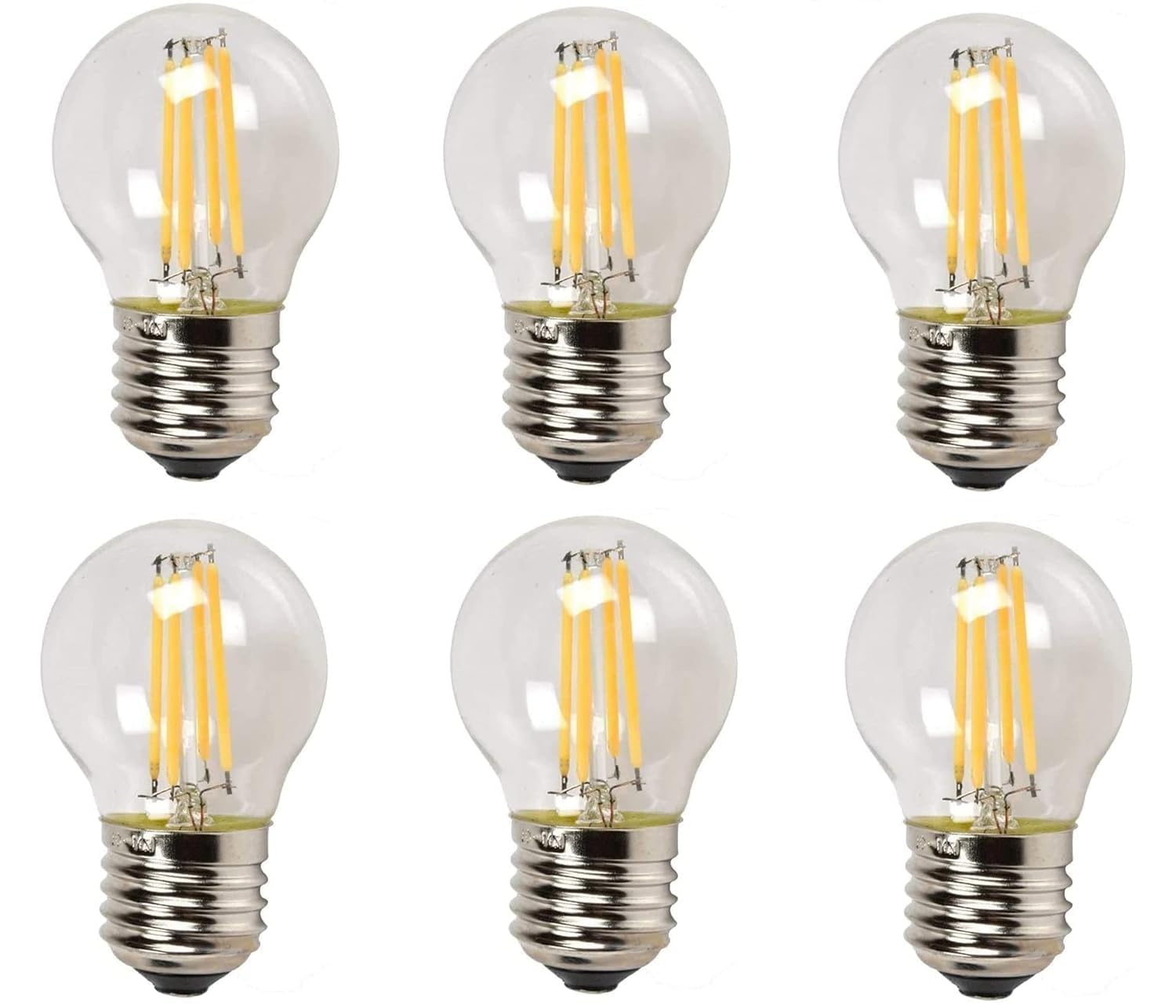 Homenique Tungsten Filament Round Antique Glass G45 Light Bulbs |Vintage Base E27 Bulb Yellow Light For Home Decoration Living Room/Hall/Balcony/Restaurant Bar Lighting. (PACK OF 6)