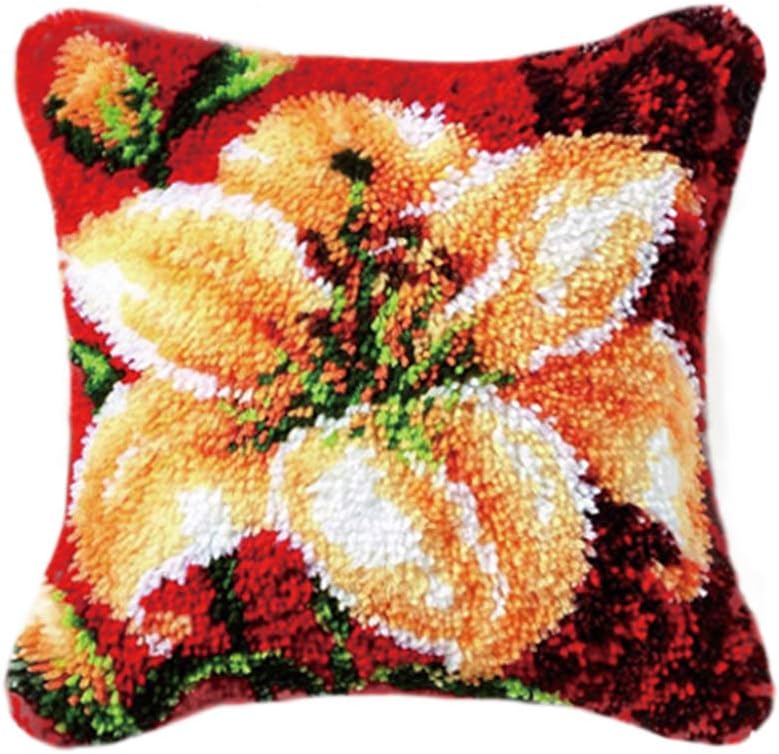 TQQT Latch Hook Kits Rug DIY Cushion Carpet Mat Pillowcase Cover Hand Craft Embroidery Art Crocheting for Adults Kids Parents Gift