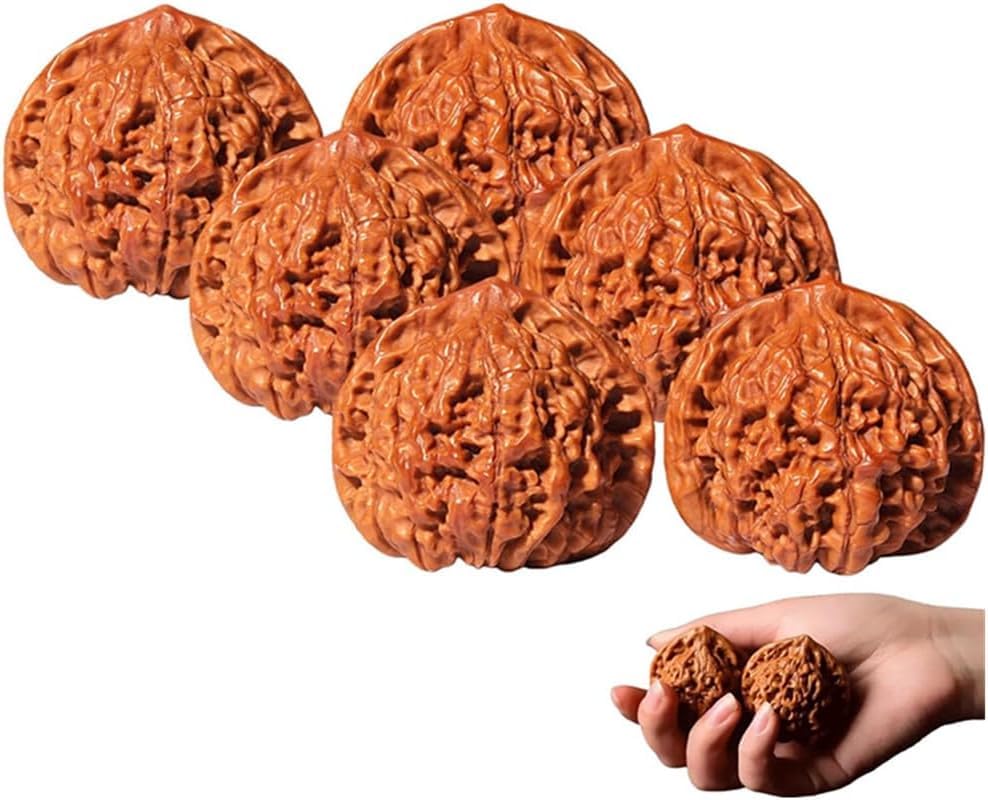 Chinese Walnuts Fidget, 6PCS Chinese Wen-wan Walnuts Hand Therapy, Traditional Stress Relief Hand Fidget, Palm Massage Exercise Walnut Gift Massage Gadget