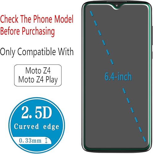 Miniatura 3 de HPTech Protector de pantalla de vidrio templado diseñado para Motorola Moto Z4, Moto Z4 Play, dureza 9H, antiarañazos, sin burbujas