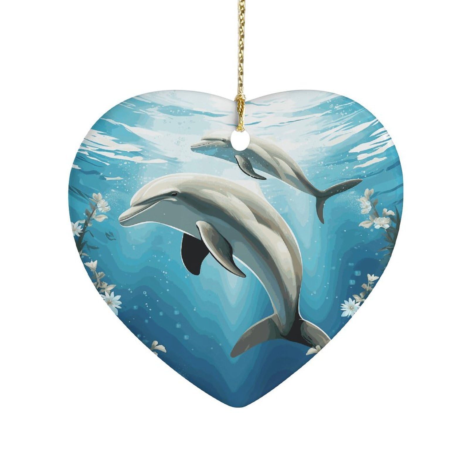 Fekiloot Style Kiss Dolphin Tale Ceramic Ornament Home Decor Keepsake