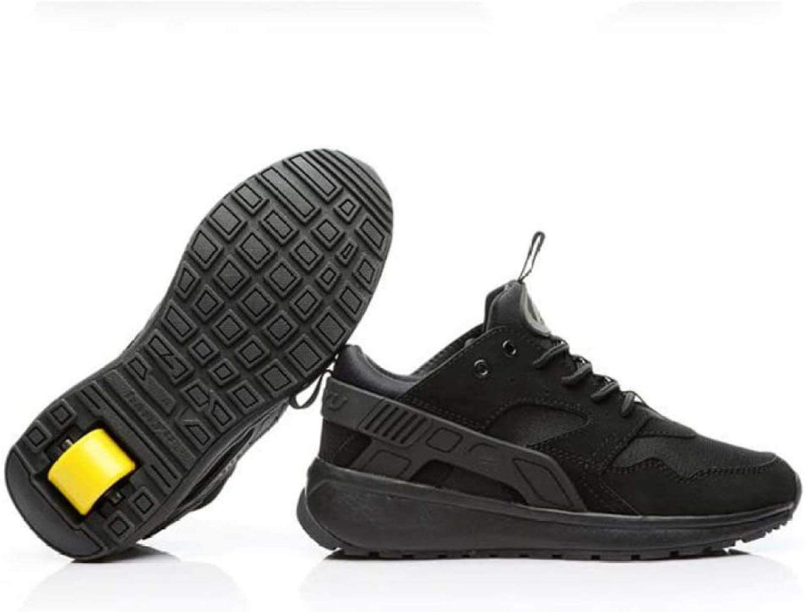 Chaussures De Patin à roulettes avec Roue Unique Femmes Hommes Garçons Filles Enfants Chaussures De Roue Chaussures De Skate,Black-36