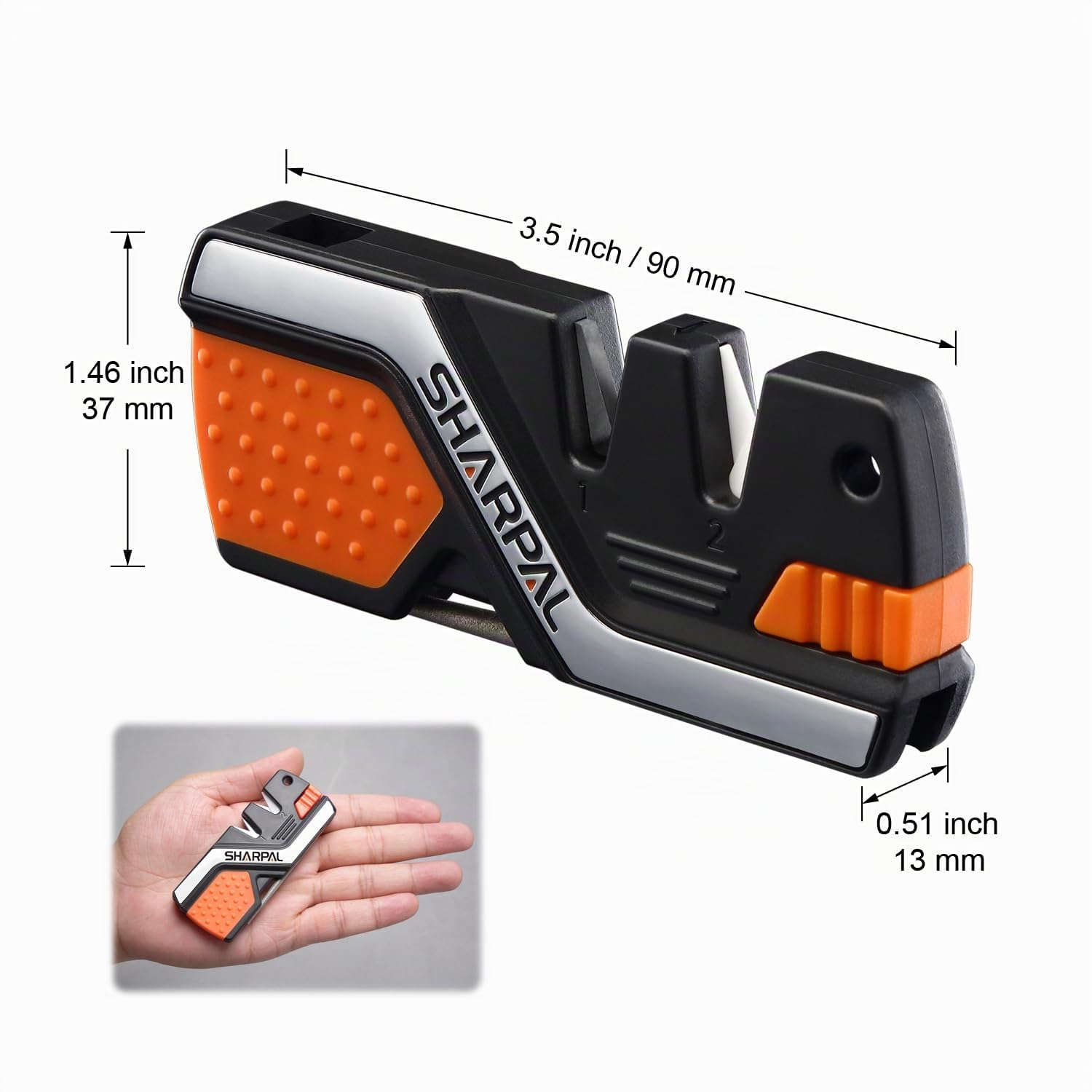 SHARPAL 101N 6 in 1 Portatile Affilacoltelli con Accendifuoco, Fischietto e Barra Affilatrice Diamantata, Risanare e Levigare Rapidamente Lame Dritte e Dentellate