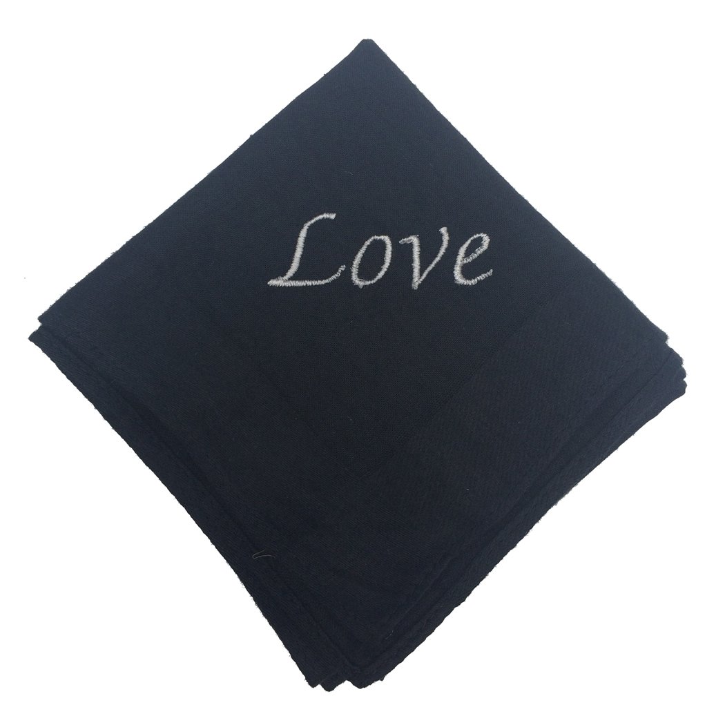 Gift For Him Love Embroidered Monogram Cotton Handkerchief For Men