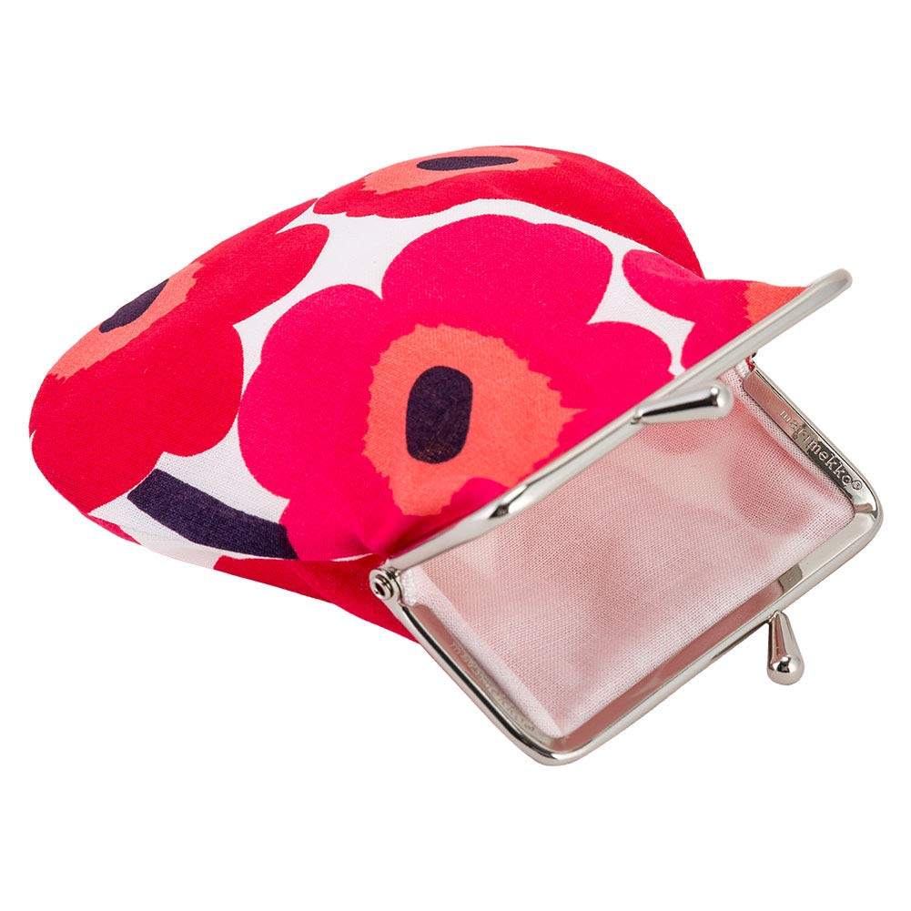 マリメッコ　カードケース　小銭入れ　ウニッコ　型押し　レッド marimekko マリメッコ Marimekko がま口 ポーチ ミニクッカロ