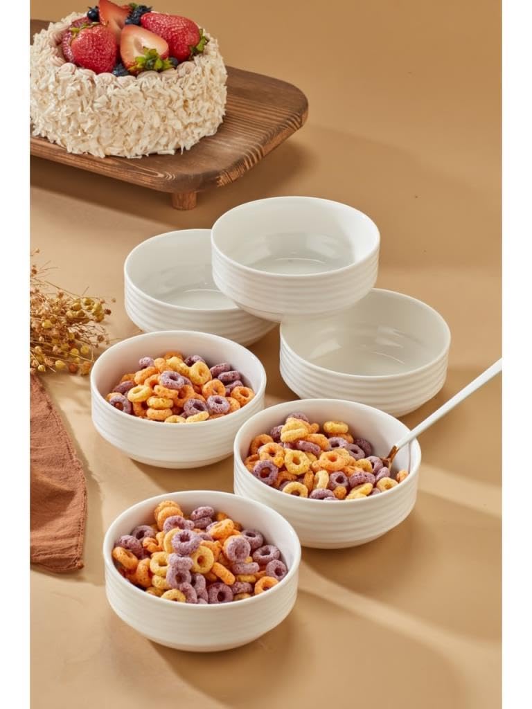 Cooker Emboss 6'lı 12 Cm Porselen Joker Kase Çorba Kahvaltılık Ikramlık Çerezlik Set