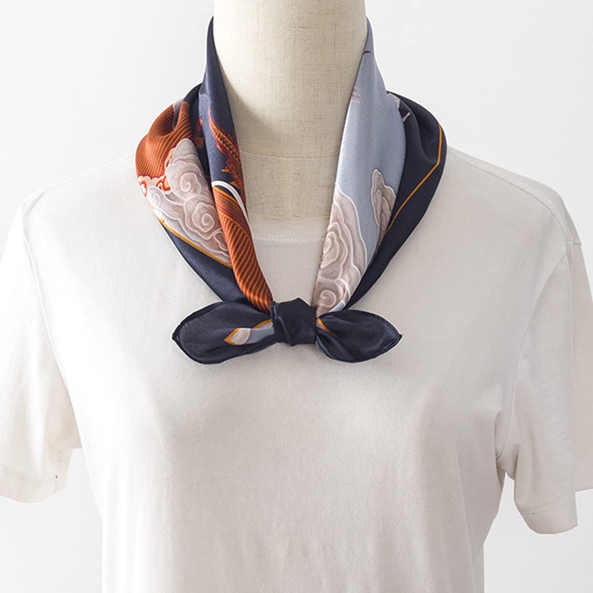 Pañuelo de seda, pañuelo cuadrado de moda para mujer, auténtico satén de seda de morera, ligero y suave, estampado.
