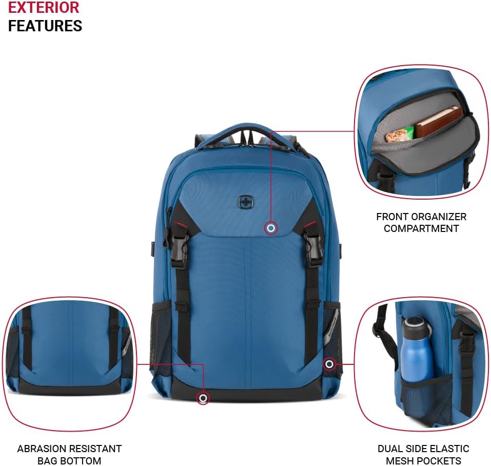 SwissGear Civic Pro Laptop Backpack, Navy, 18"x13.25"x7" - Image 3