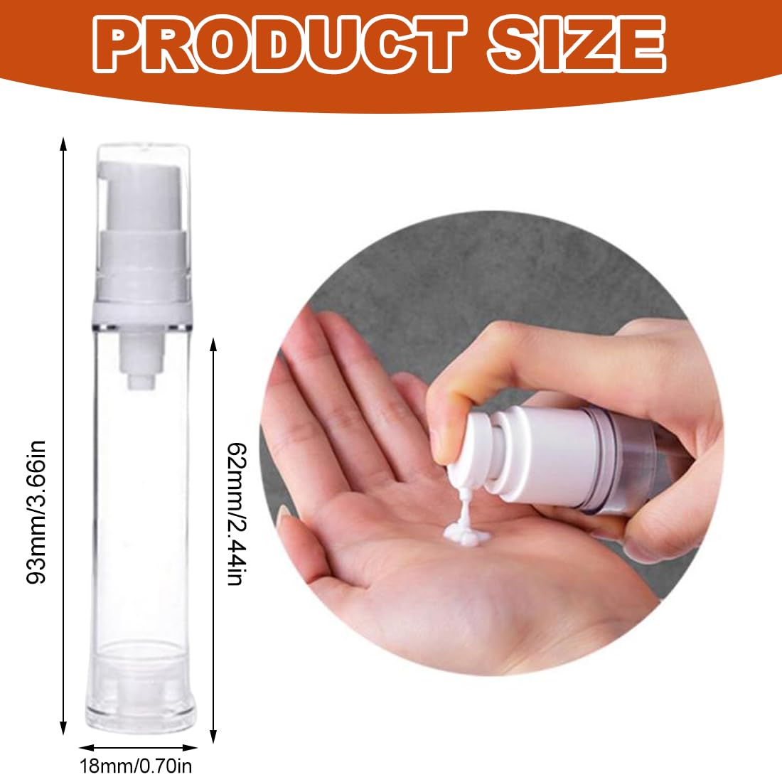 HAGNA 10 Pezzi 10 Ml Riutilizzabile Portatile Contenitore Pump, Airless Pompa Bottiglia, Per Crema Per Lozione Essenza Fondotinta