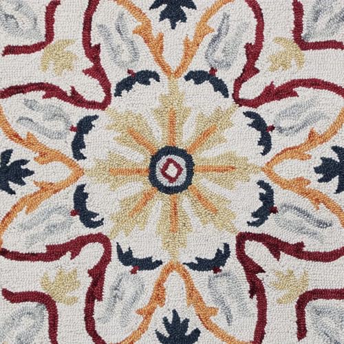 Image of Sifa Carpet Traditional Floral Round Area Rug - Hand-Tufted New Zealand Wool Circular Carpet for Dining Room & Bedroom Weight -6 Pund, Size-3x3 Feet (36x36 Inch Round)
