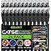 GearIt 24-Pack, Cat5e Ethernet Patch Cable 1 Foot - Snagless RJ45 Computer LAN Network Cord, Black