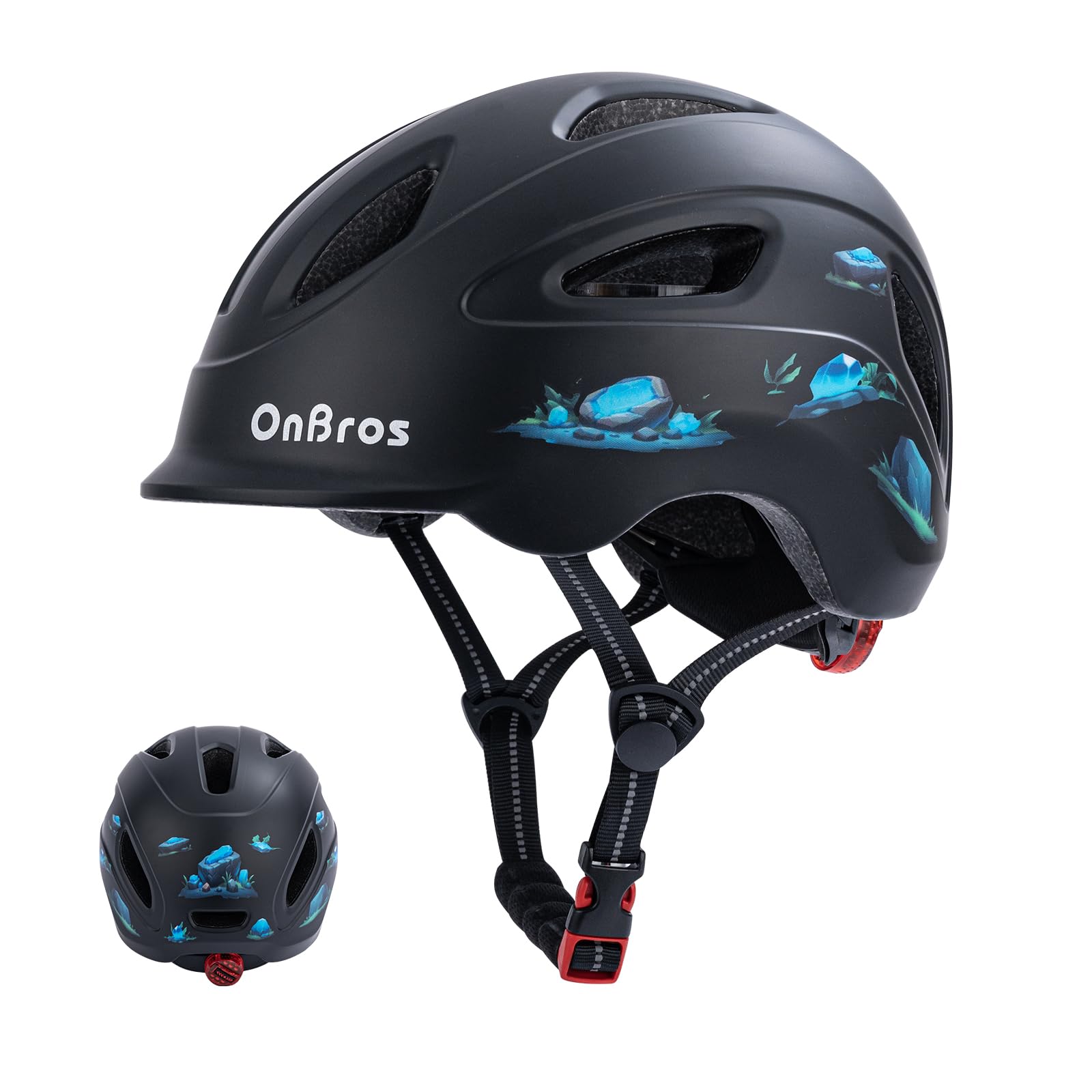 OnBros Kids Bike Helmet with LED Light for Boys Girls 3-8 Years