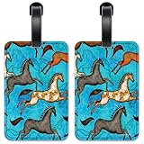 Aztec Horses - Image by Dan Morris - Luggage ID Tags - Suitcase Identification Cards - Set of 2