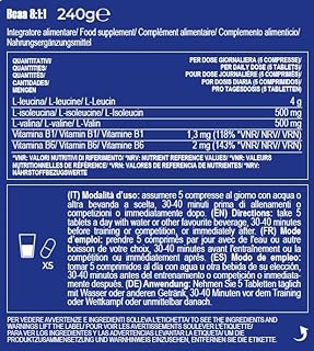 Bcaa 8:1:1 integratore alimentare di aminoacidi a catena ramificata con vitamine B1 e B6 200 compresse