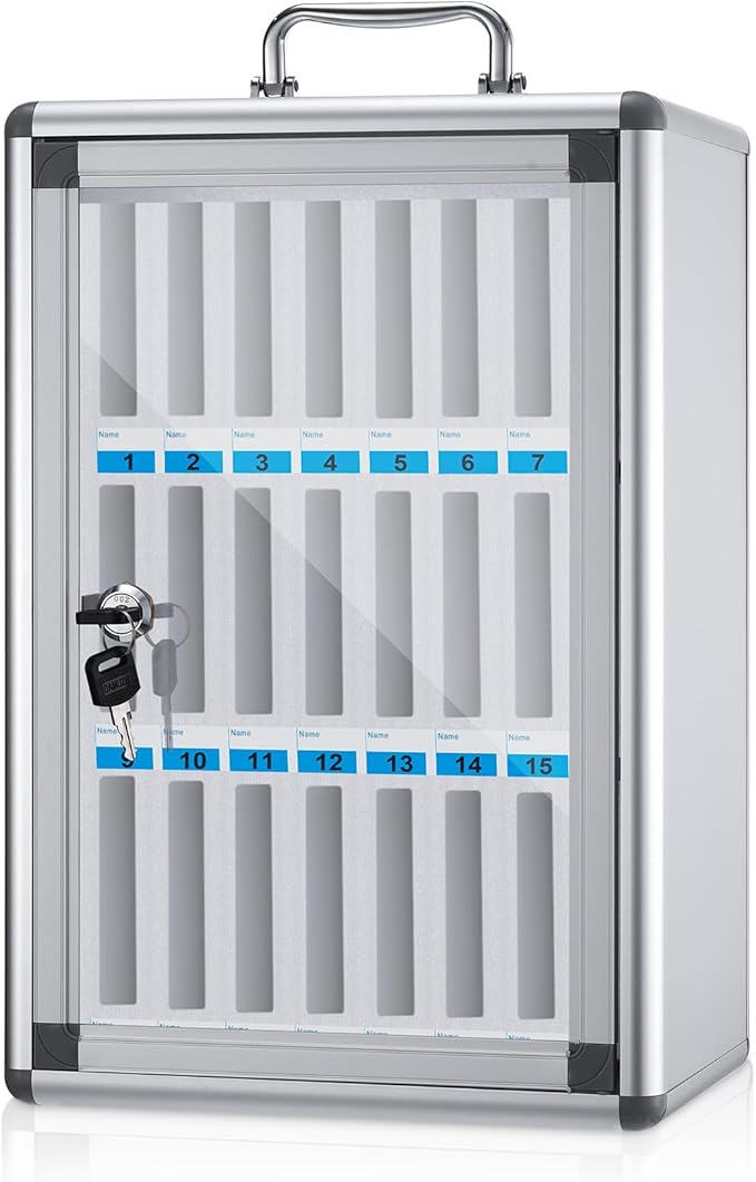 Amylove Cell Phone Locker Aluminum Alloy Pocket Chart Storage Locker Box