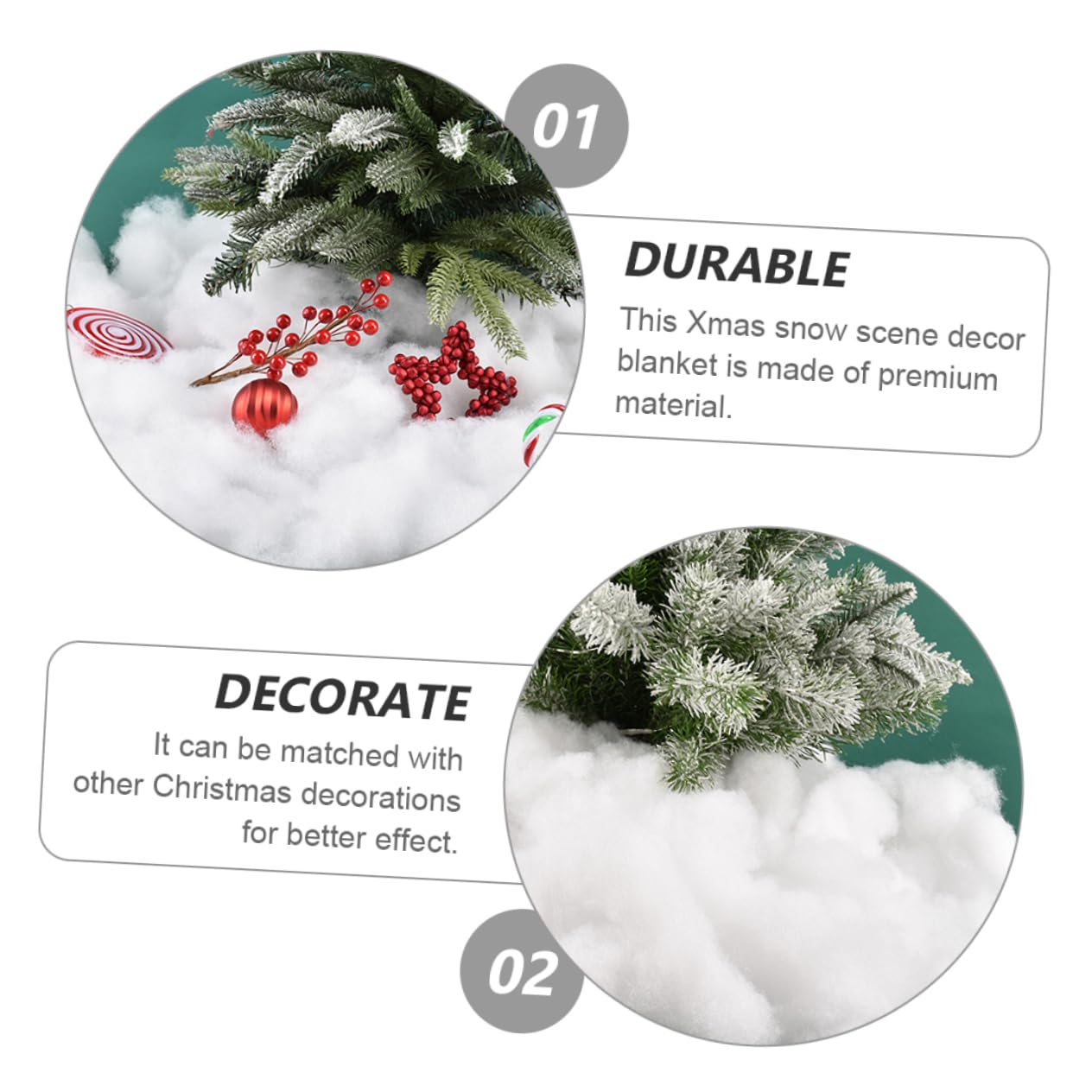 FONDOTIN 1sheet Xmas White Cotton Snow Blanket Artificial Snow Decor for Party Layouts for Holiday Events Home Decoration High Performance Easy to Use Creates Snowflake Effects