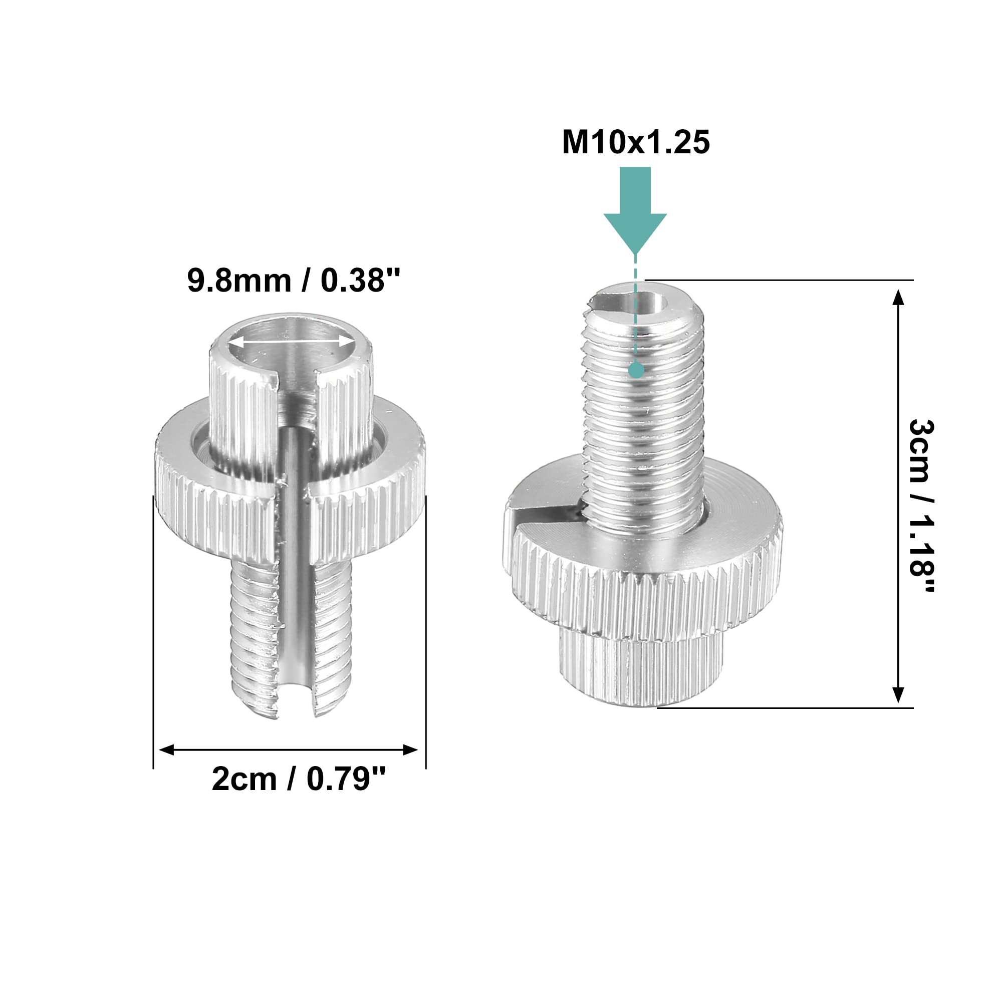 X AUTOHAUX 4pcs M10 Bike Motorcycle Brake Clutch Lever Cable Screws Silver Tone - Image 3