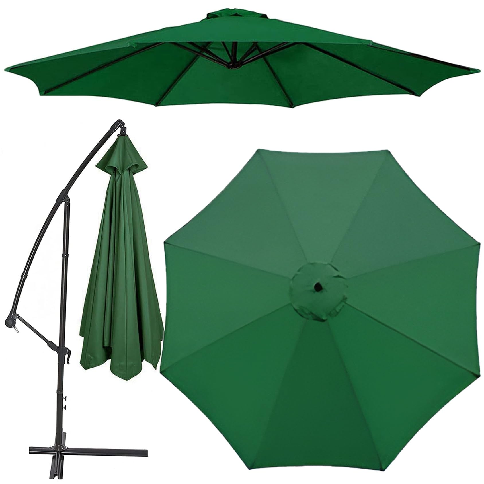 Replacement 8 Arms 6 Arms Sun Umbrella Cloth 6.5'/8.8'/9.8' (200cm/270cm/300cm) Parasol Replacement Canopy Replacement Parasol Fabric Cover For Garden Umbrella(Color:Green,Size:2.7 m(8.8ft)-8 Arms)