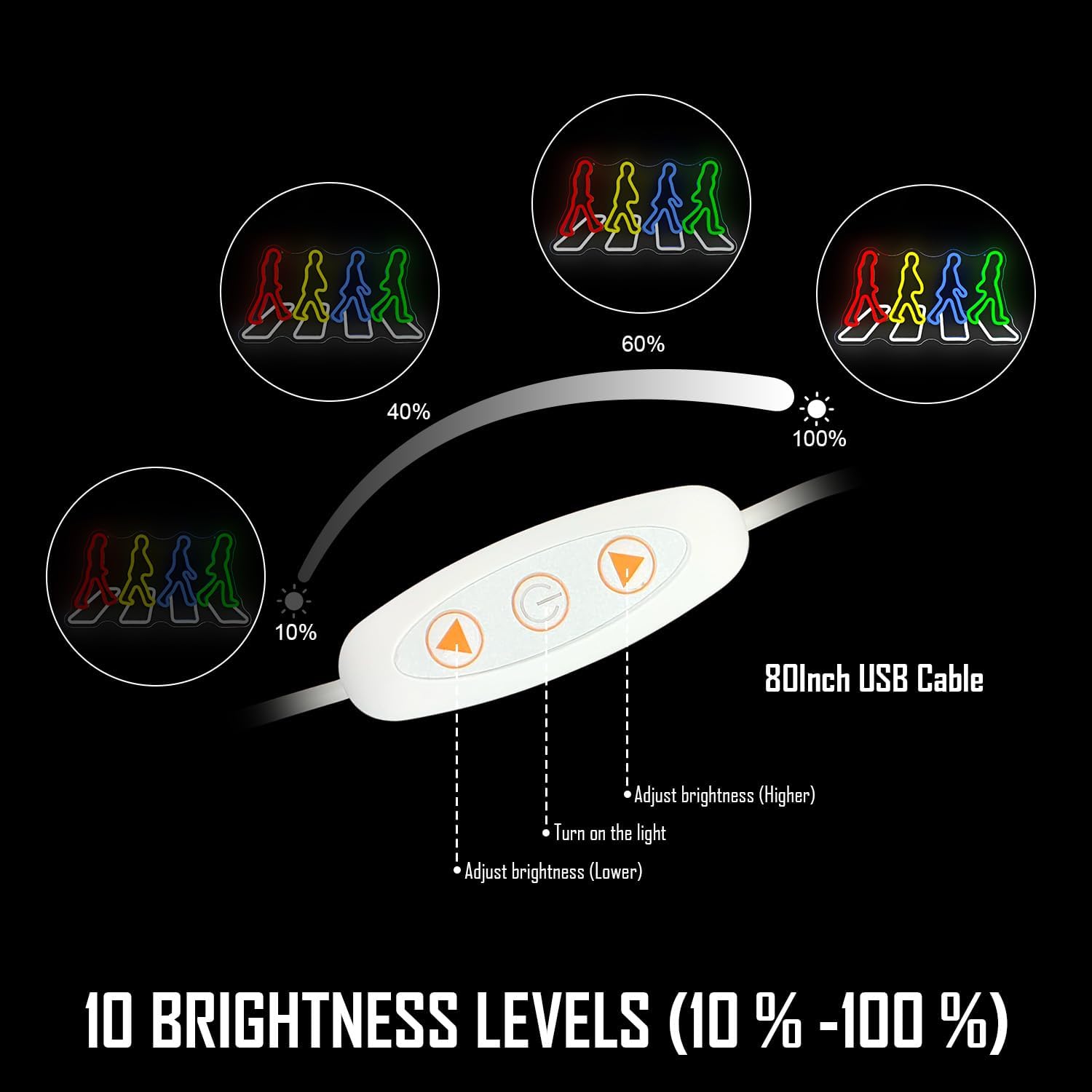 Rock Band Neon Sign Music Neon Lights Wall Art Led Neon Sign for Wall Decor Dimmable Abbey Road Light Up Sign for Bedroom Man Cave Decor Rock Fans Gifts Music Studio Party - Image 3