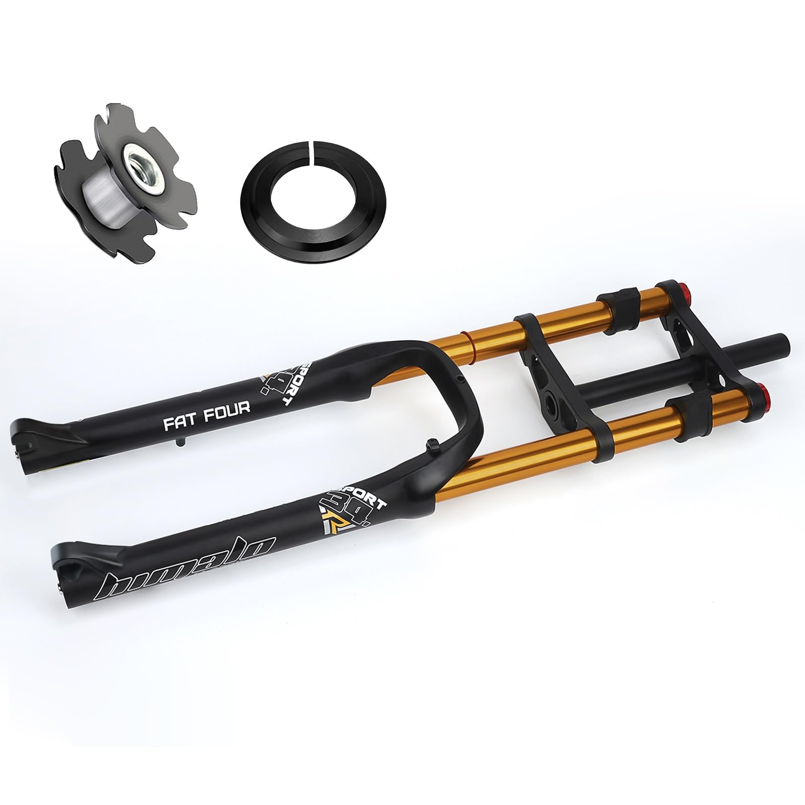 26 Inch Bike Suspension Forks 4.0 Fat Bike Straight Front Fork Downhill Mountain Bike MTB Fork 1-1/8 Disc Brake Air Fork 170mm Travel E-Bike Front Fork BMX 2850g (Color : Black Gold)