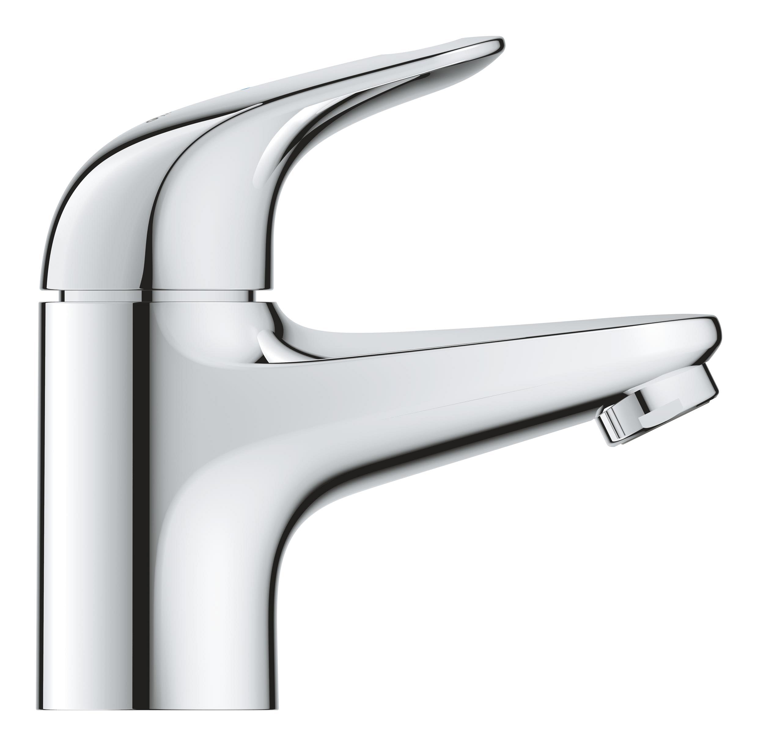 GROHE Swift - Rubinetto per lavabo (taglia XS, monoblocco, dischi in ceramica, risparmio idrico, solo acqua calda o fredda, adatto per piccoli lavabi in bagno), diametro 128 mm, cromato, 20617001