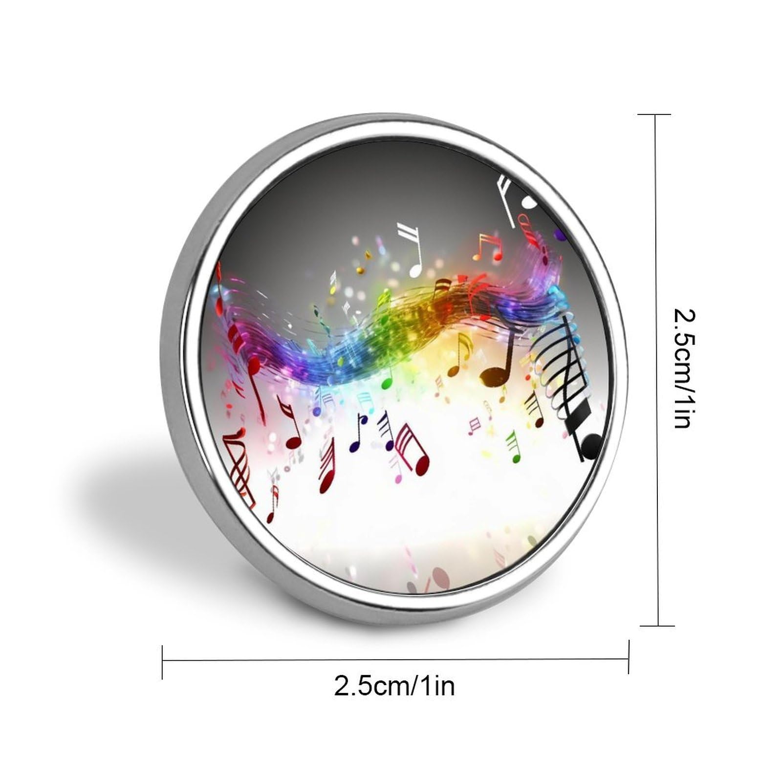 Aluminium Alloy Round Badge Brooch Pins for Men Jumping Musical Notes Brooches Elegant Pin for Women Fashion Button Badges Brooch Badge for Hats Jackets Shirts