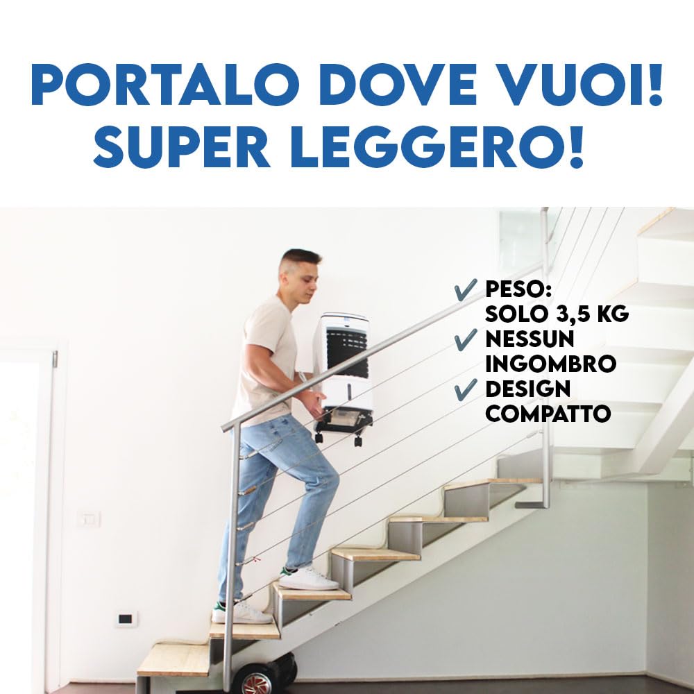ARTIC BREEZE Raffrescatore d'Aria Portatile senza Tubo Esterno | Raffrescatore Evaporativo per Camera da Letto, Ufficio, Salotto, Cucina | Compatto e Silenzioso